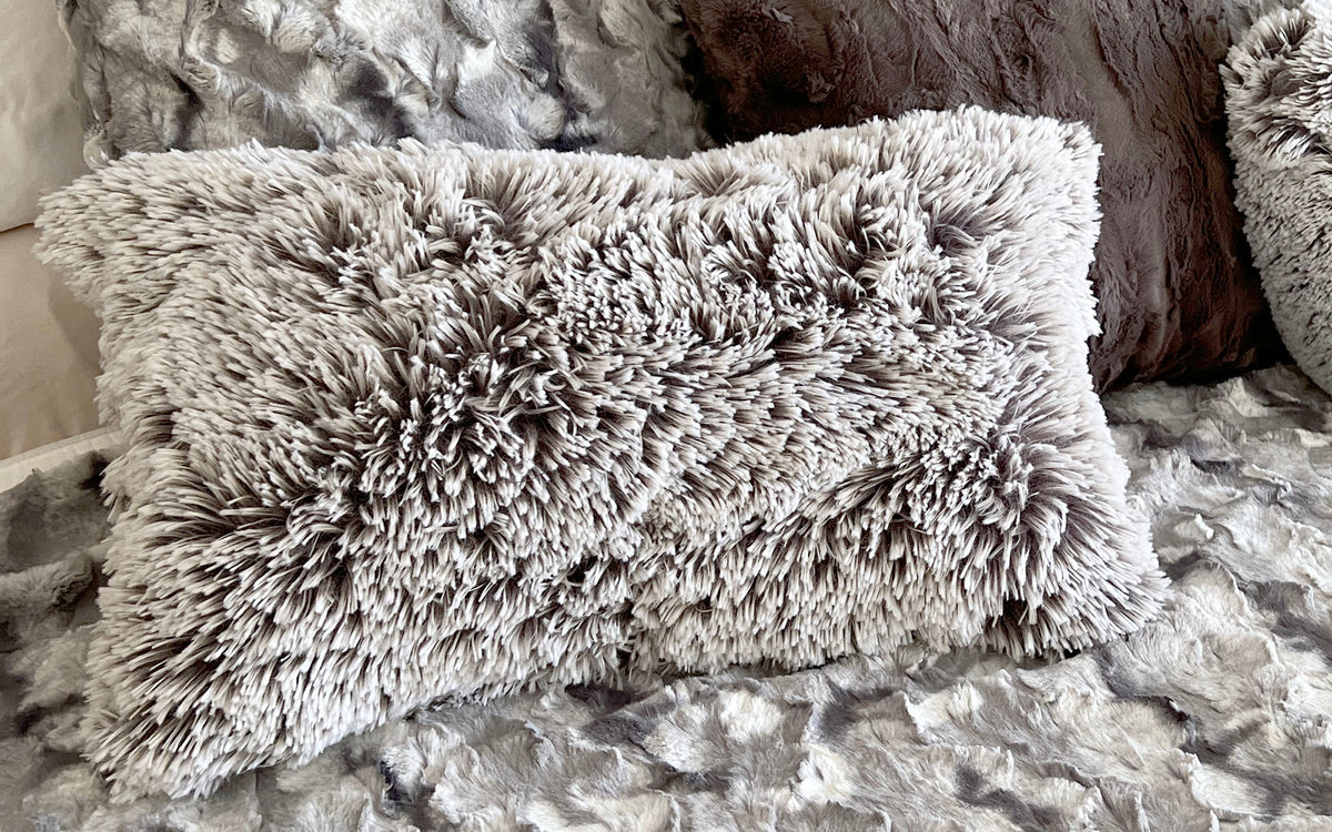 Bolster Rectangular Pillow Swatch Image | Pearl Fox Faux Fur | Handmade by Pandemonium Seattle