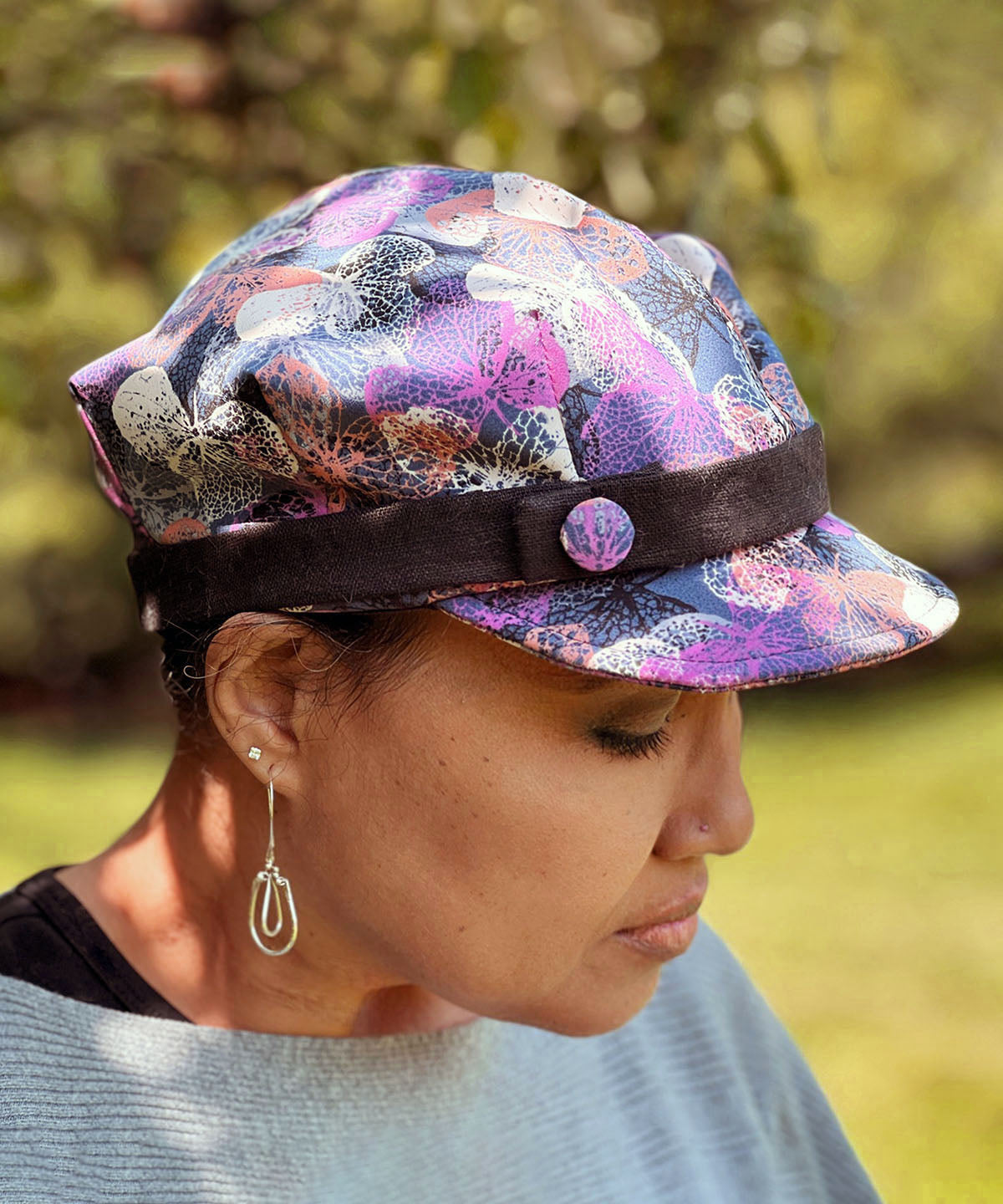Valerie Cap | Paper Flowers in Lavender | Pandemonium Millinery Handmade USA