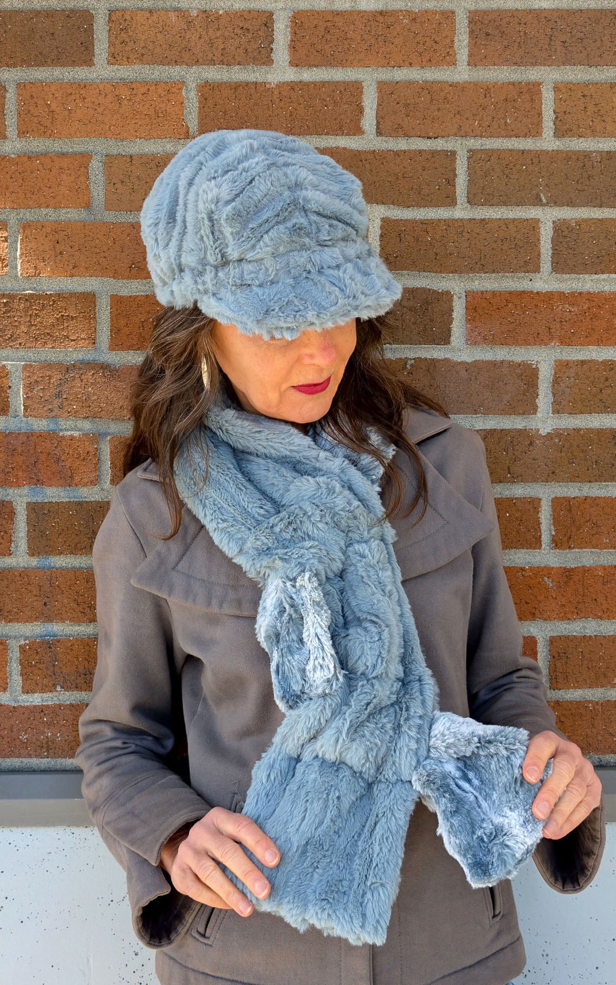 Double Pull Thru Scarf | Shown in the Double Loop Style| Birch Faux Fur with Cuddly Ivory Faux Fur | Handmade in Seattle WA | By Pandemonium Seattle