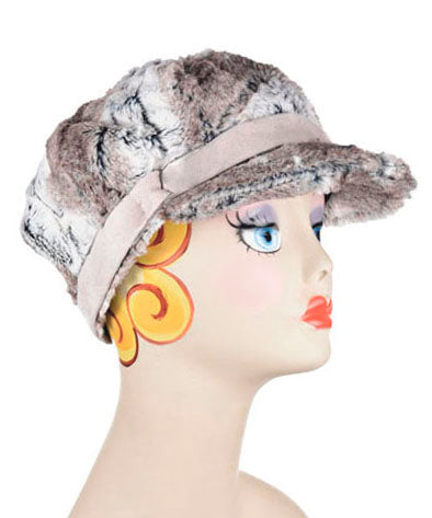 Valerie Cap in Birch Faux Fur with faux suede band Handmade in USA by Pandemonium Millinery