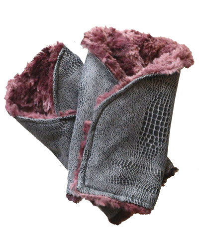 Reversible Fingerless Gloves | Vegan Leather Outback in Brown Assorted Faux Fur | Pandemonium Millinery