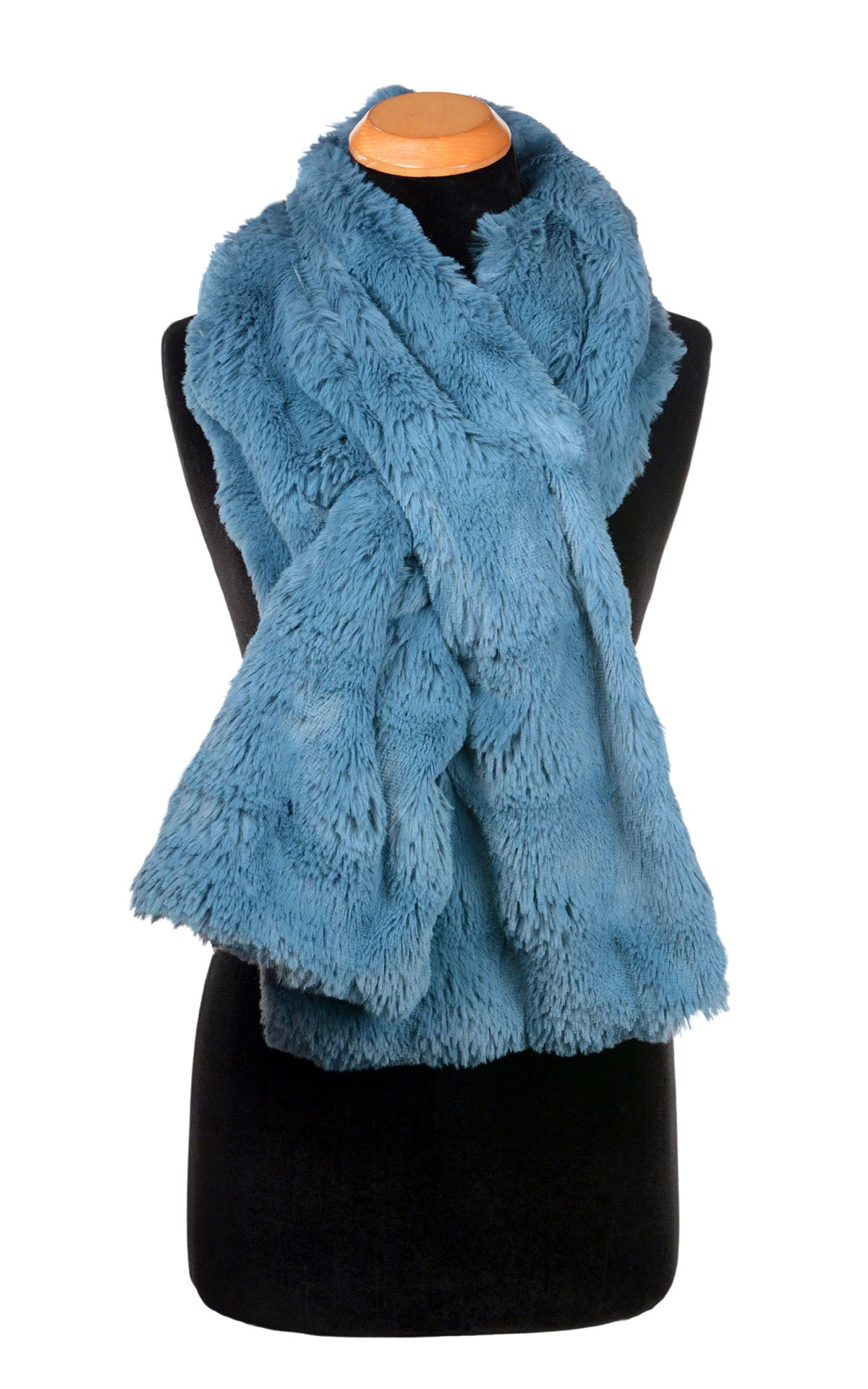 Wide Infinity Scarf in Bluebell Enchanted Dreams Faux Fur handmade in Seattle WA by Pandemonium Millinery