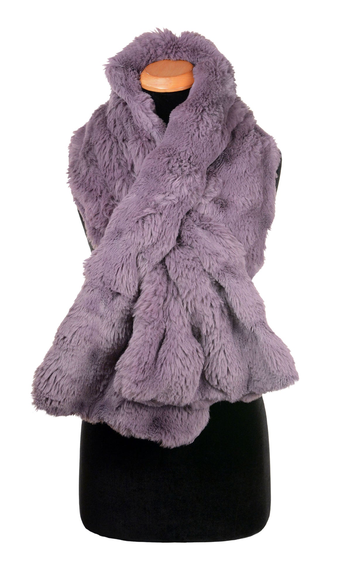 Wide Infinity Scarf in Sugar Plum Enchanted Dreams Faux Fur handmade in Seattle WA by Pandemonium Millinery