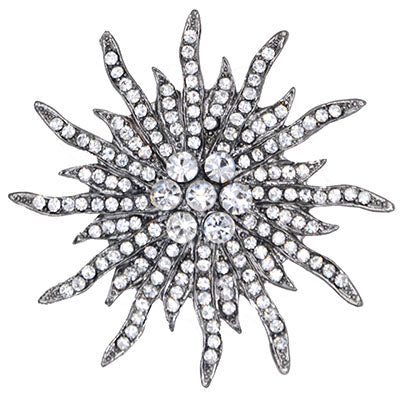 Rhinestone Brooch | Clear and Silver Starburst | from Pandemonium Millinery