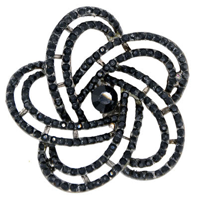 Rhinestone Brooch | Black Flower | from Pandemonium Millinery