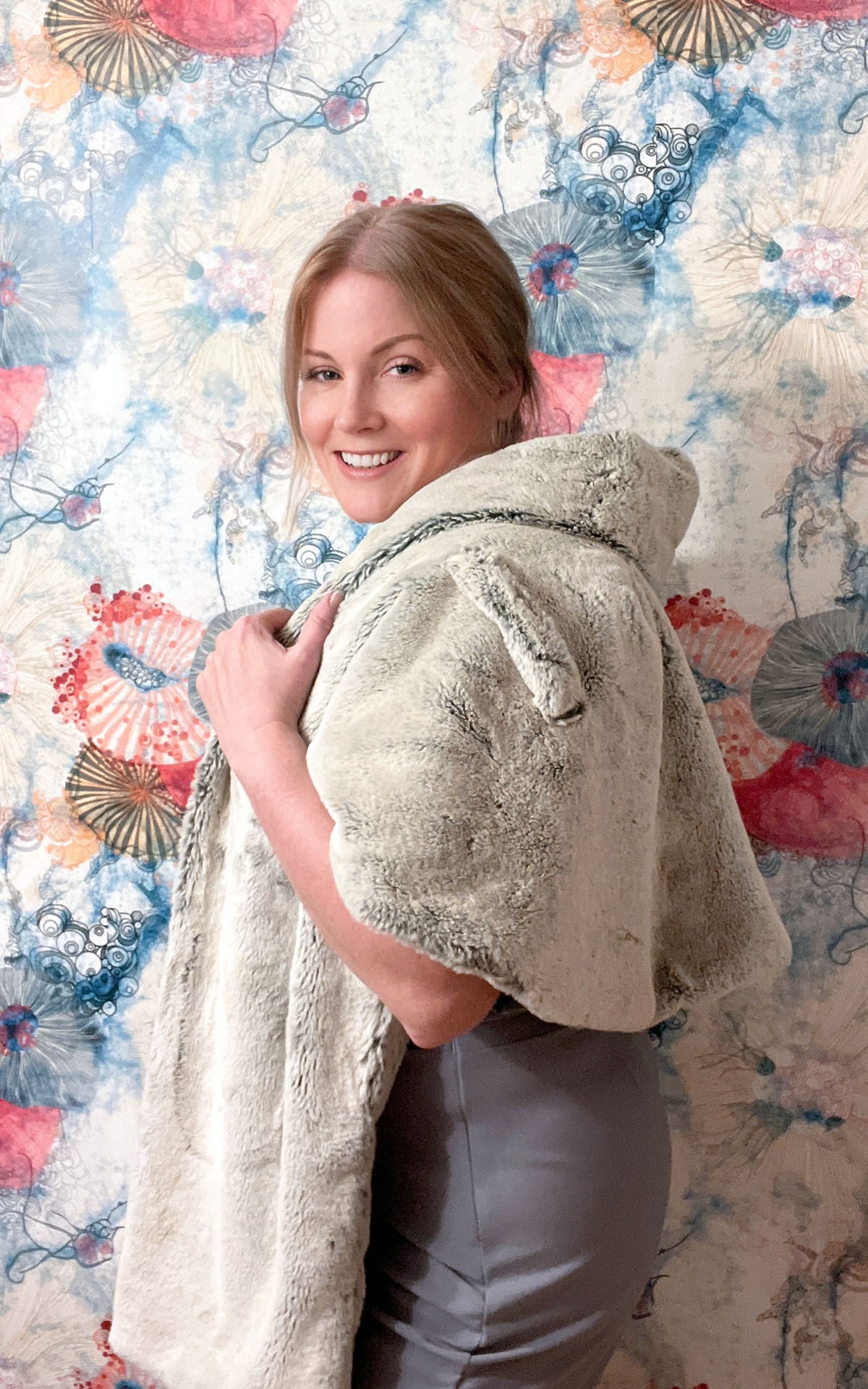 Shrug Wrap Side View | Frosted Juniper | Handmade in the USA by Pandemonium Millinery