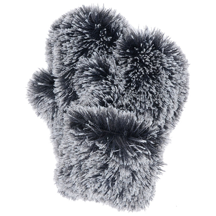Mittens Silver Tipped fox in Black Faux Fur