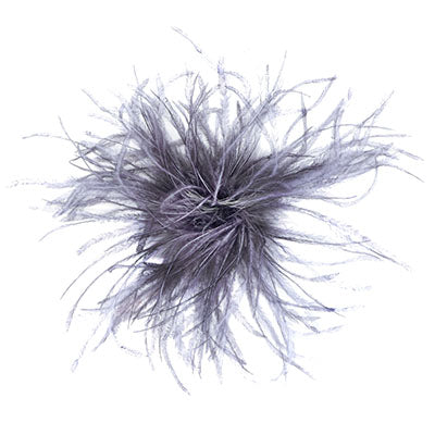 Ostrich Feather Brooch in Light Blue Gray | Handmade in Seattle WA | Pandemonium Millinery