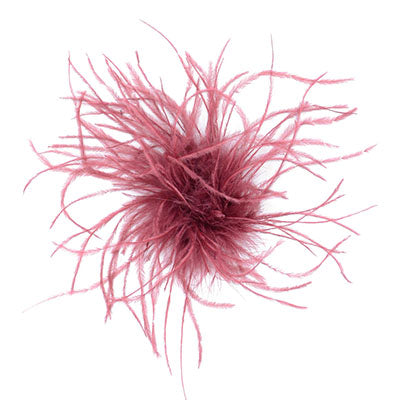 Ostrich Feather Brooch in Pomegranate | Handmade in Seattle WA | Pandemonium Millinery