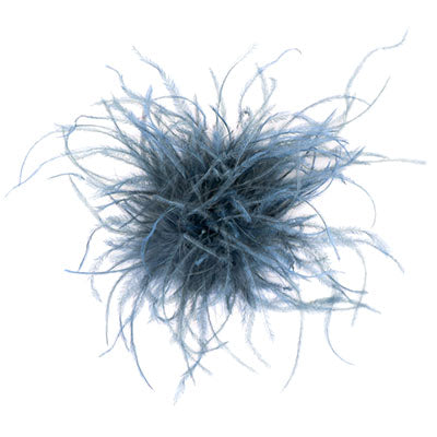 Ostrich Feather Brooch in Cornflower | Handmade in Seattle WA | Pandemonium Millinery