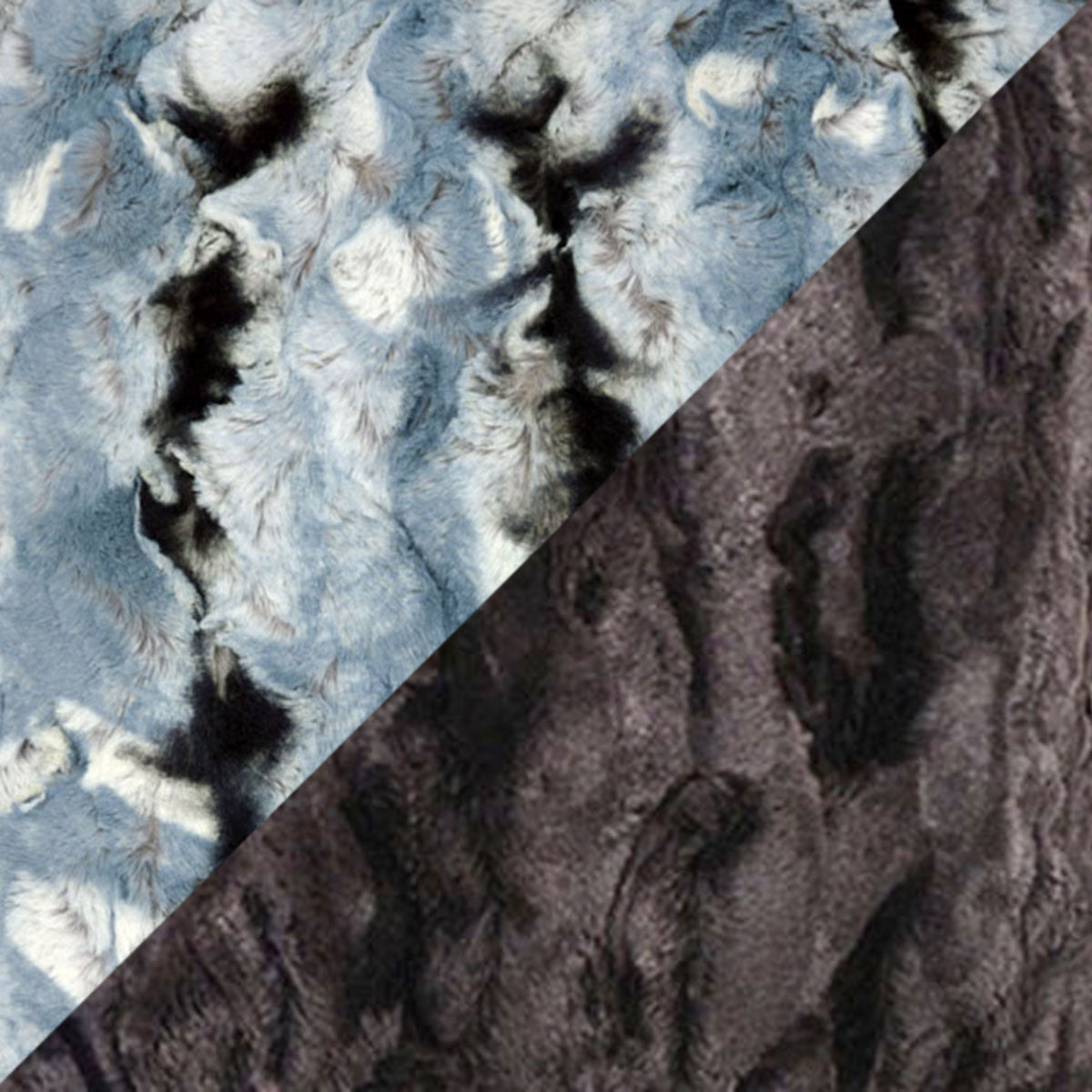 Swatch Image | Rainier Sky Faux Fur with Espresso Bean Lining | Handmade Seattle, WA, USA by Pandemonium Millinery