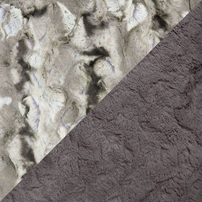 Dog Coat Swatch Image | White Water Luxury Faux Fur with Gray | Handmade in the USA by Pandemonium Seattle