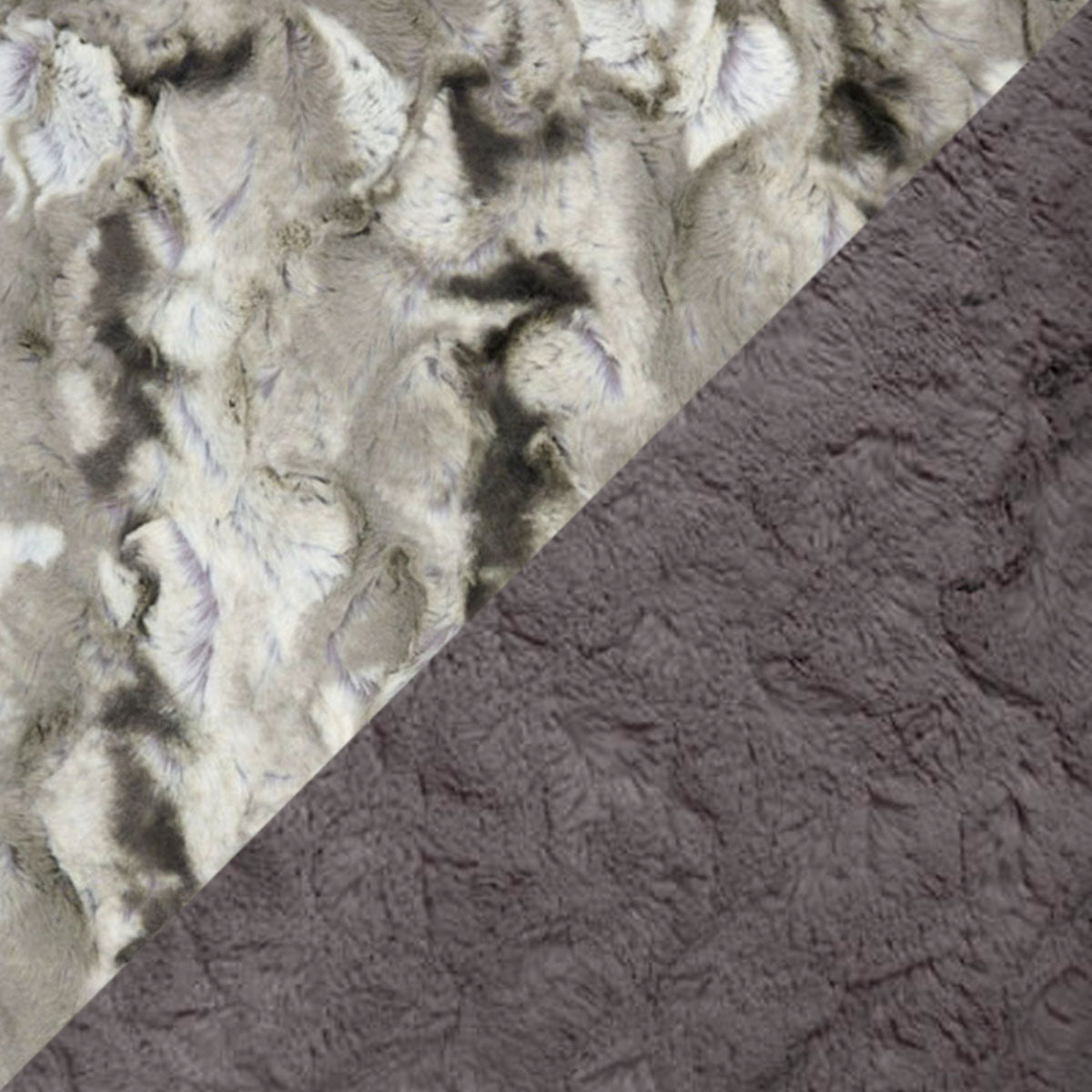 Swatch Image | White Water Faux Fur with Gray Lining | Handmade Seattle, WA, USA by Pandemonium Millinery