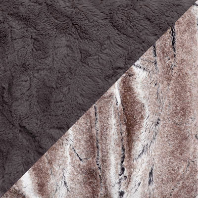 Combination Swatch of Birch and Gray Faux Fur | Availabe in 2-Tone Cuffed Pillbox | By Pandemonium Millinery
