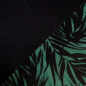 Swatch Image | Island Palm Burnout Velvet with Abyss Jersey Knit | LYC Handmade in Seattle WA