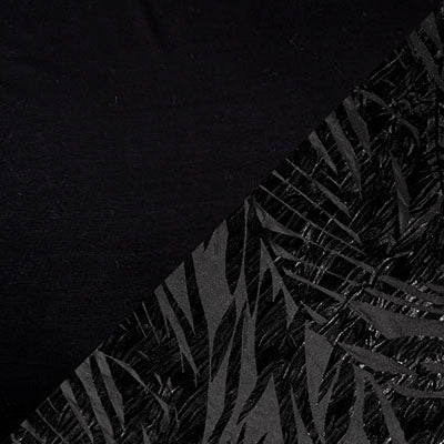 Swatch Image | Midnight Palm Burnout Velvet with Abyss Jersey Knit | LYC Handmade in Seattle WA