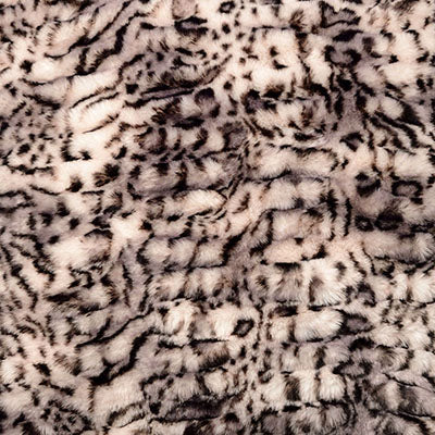 Swatch of Royal Opulence in Snow Leopard Faux Fur. Pull-Thru Scarf made in Seattle, WA, USA by Pandemonium Seattle.