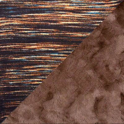 Men's Two-Tone Cuffed Pillbox | Sweet Stripes in English Toffee with Peacock Pond Teal Faux Fur | Handmade in Seattle WA by Pandemonium Millinery USA