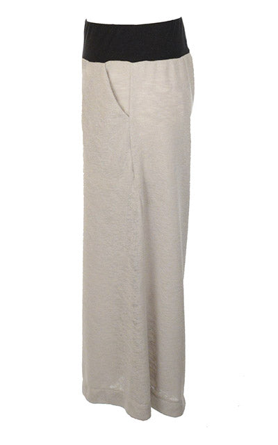 South West Gaucho Pants in Crepe Sandstone Side View. Leigh Young Collection.