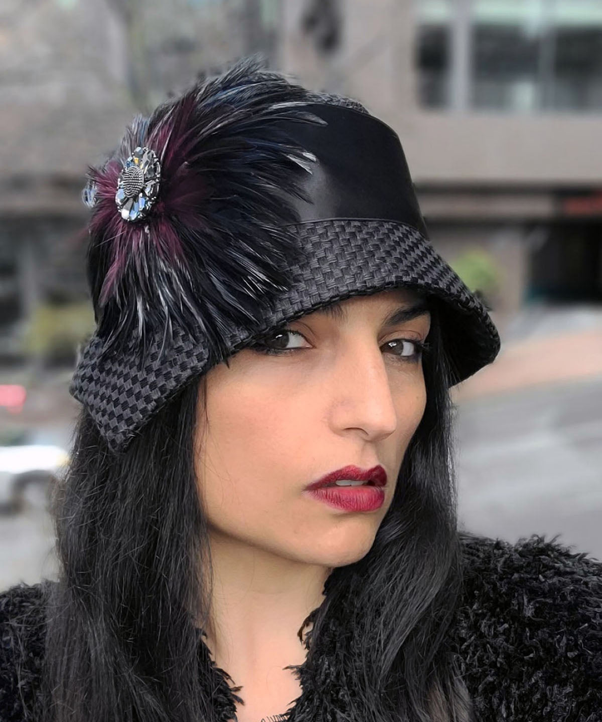Abigail Style Hat - Interconnected in Black Upholstery