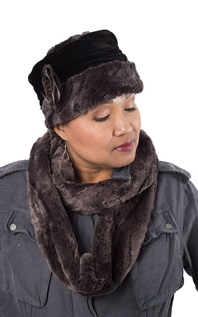 model in Infinity Scarf Luxury Faux Fur in Espresso
