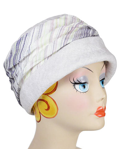 Ana Cloche Hat in Bone Linen with Seashell Spring Band| Handmade in Seattle WA| Pandemonium Millinery