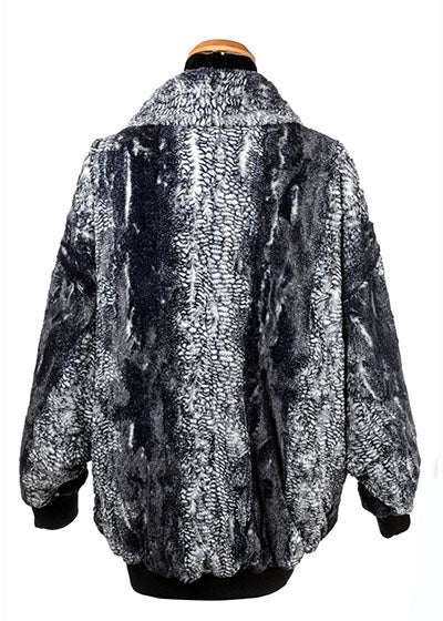 Bacall Jacket Luxury Faux Fur in Black Mamba handmade by Pandemonium Seattle