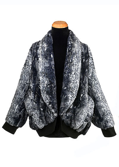 Bacall Jacket Luxury Faux Fur in Black Mamba handmade by Pandemonium Seattle