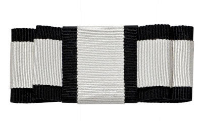 Bow Brooch in Black White Grosgrain | Handmade in Seattle WA | Pandemonium Millinery