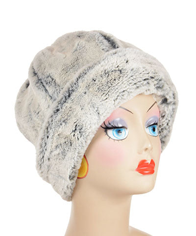 Reversible Beanie Style Hat in Frosted Juniper Faux Fur by Pandemonium Seattle. Handmade in Seattle, WA USA.