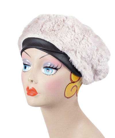 Beret Reversed Luxury Faux Fur in 8mm in Sepia Handmade by Pandemonium Seattle