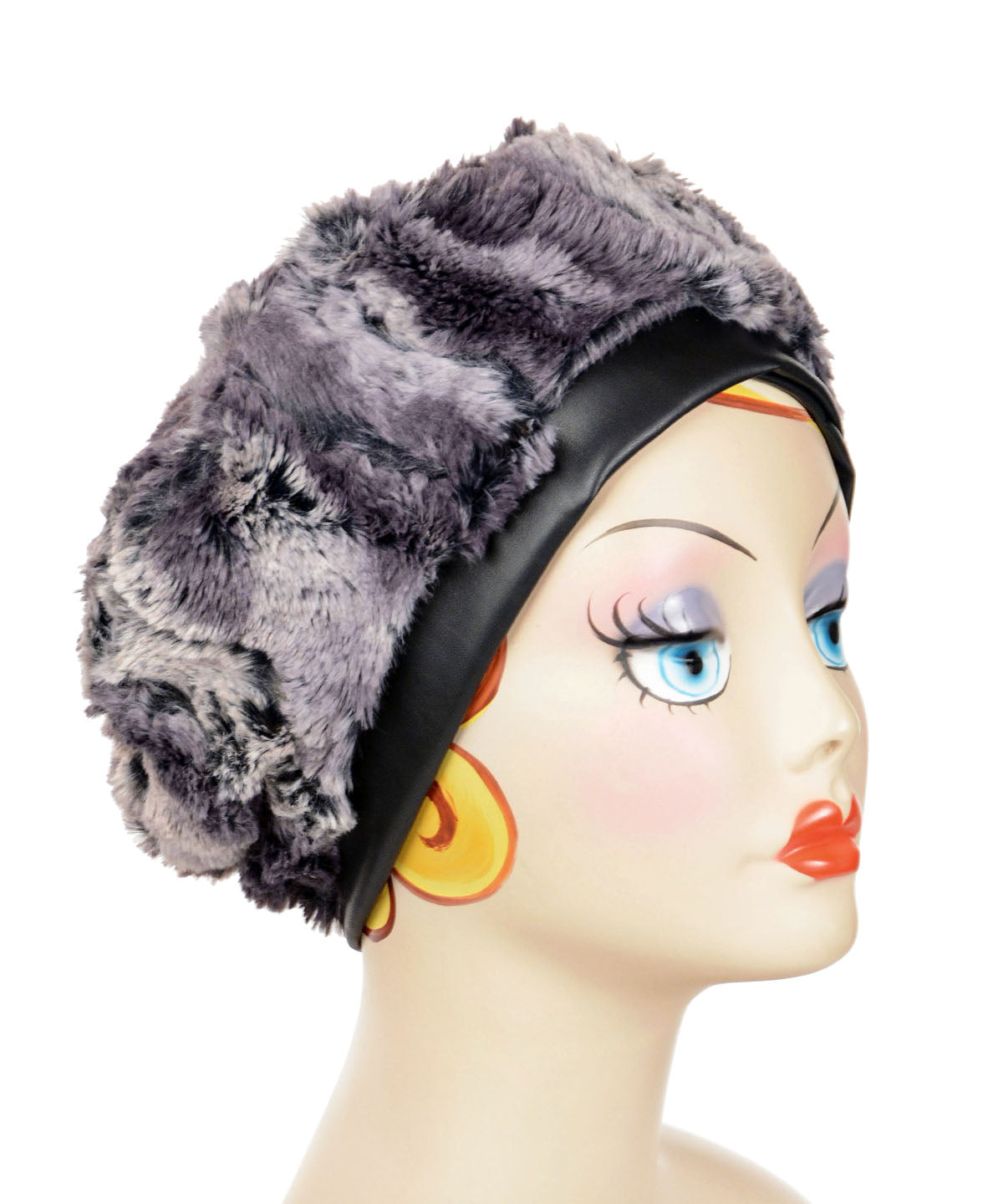 Beret Shown in Luxury Faux  Fur Muddy Waters |  Handmade By Pandemonium Seattle