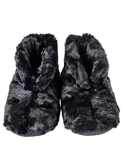 Bootie Slippers in Black Cuddly Faux Fur | Handmade in Seattle WA | Pandemonium Millinery