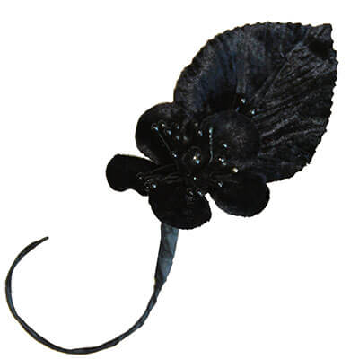 Women&#39;s Single Black Velvet Flower Pin | Assembled in Seattle WA | Pandemonium Millinery