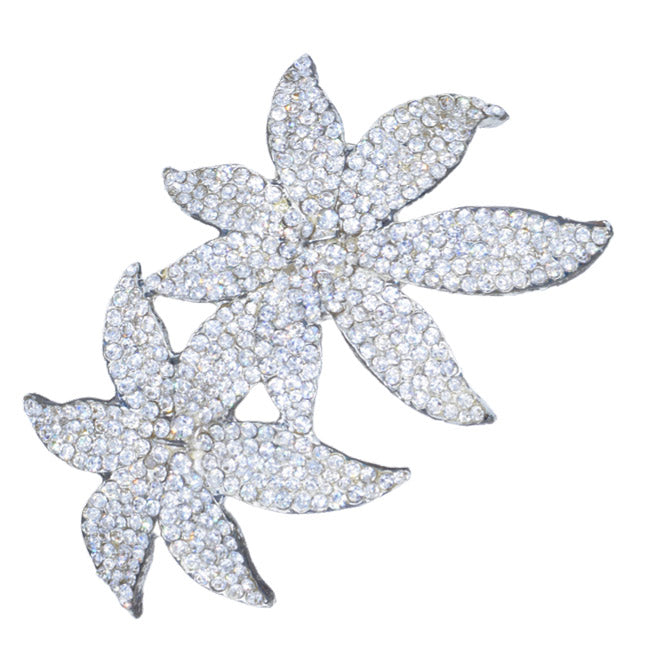 Rhinestone Double Flower Brooch close up. Pandemonium Seattle.
