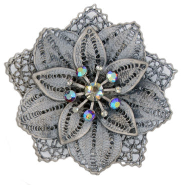 Rhinestone Brooch - Steampunk Floral