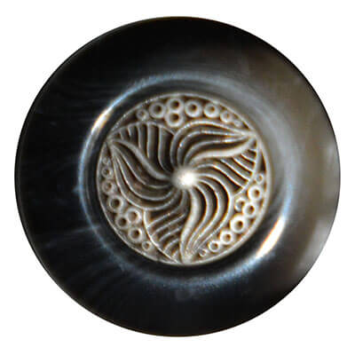 Black Tan  Gray Metal Polyamide Button | Pandemonium Millinery