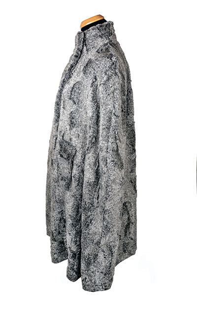 Long Cape Luxury Faux Fur in Nimbus handmade by Pandemonium Seattle