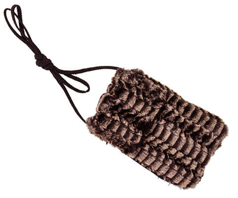 Cell Phone Case with Crossbody Cord | 8mm Sepia Luxury Faux Fur | Handmade in the USA by Pandemonium Seattle