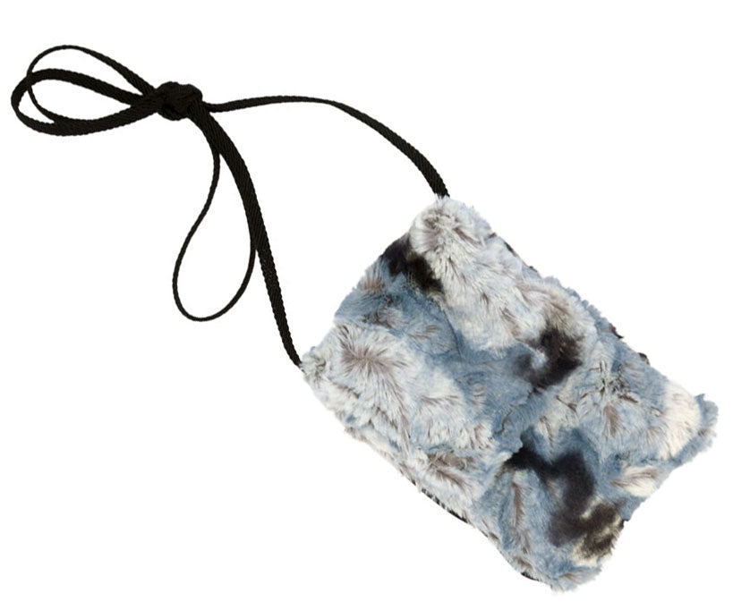 Cell Phone Case with Crossbody Cord | White Water Luxury Faux Fur | Handmade in the USA by Pandemonium Seattle