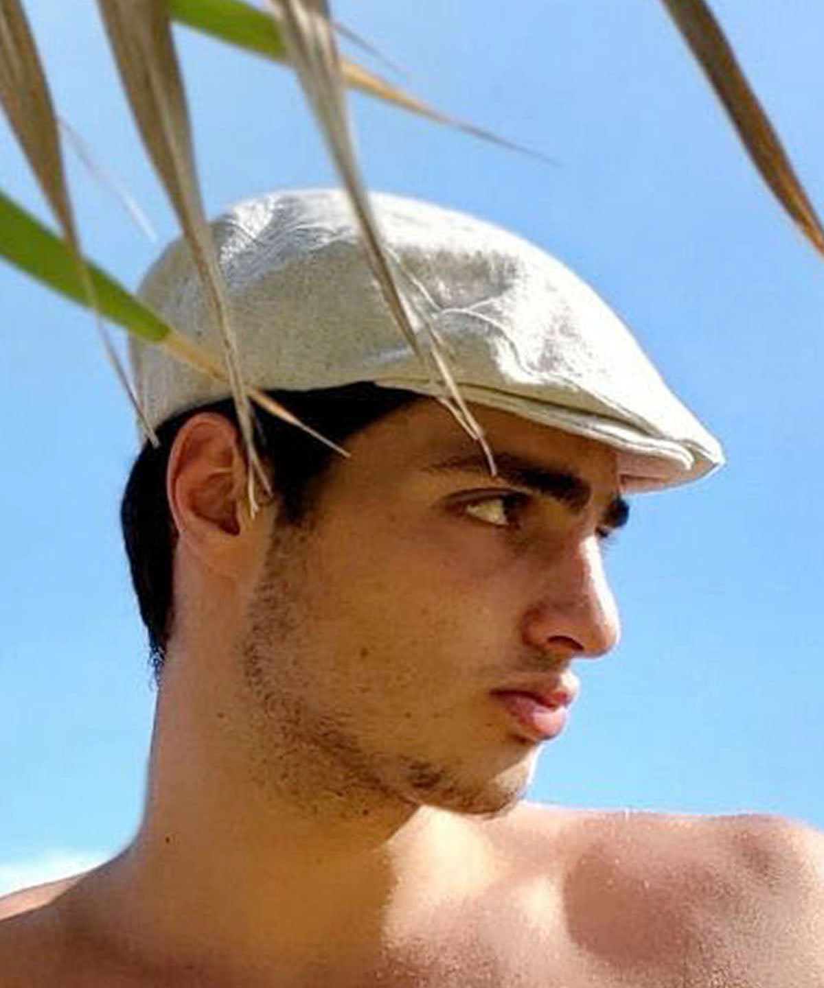 Pandemonium Millinery Men's Charlie Driving Cap - Linen in Denim