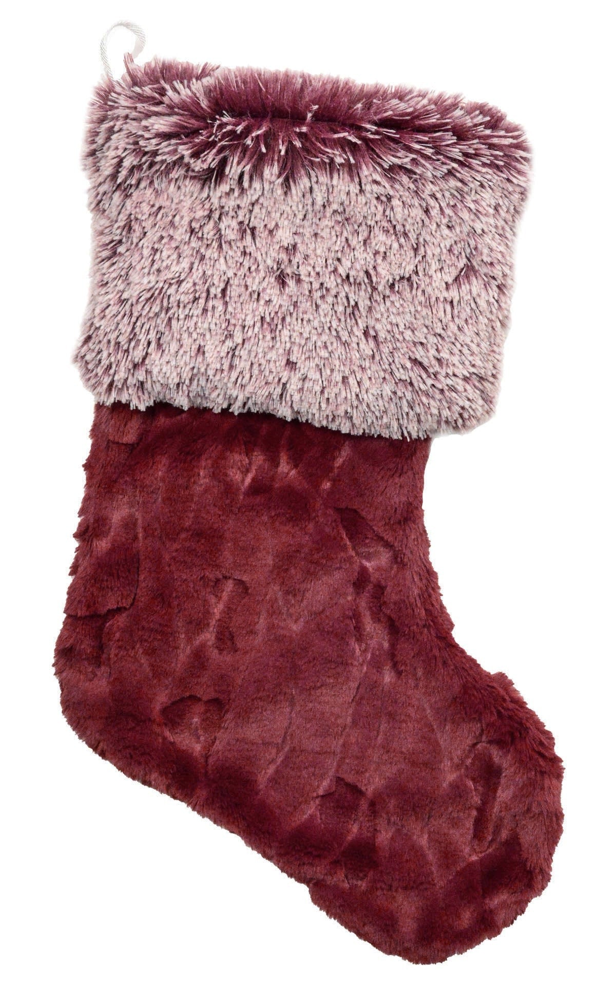 Pandemonium Millinery Christmas Stocking - Cranberry Creek Faux Fur with Berry Foxy Cuff 
