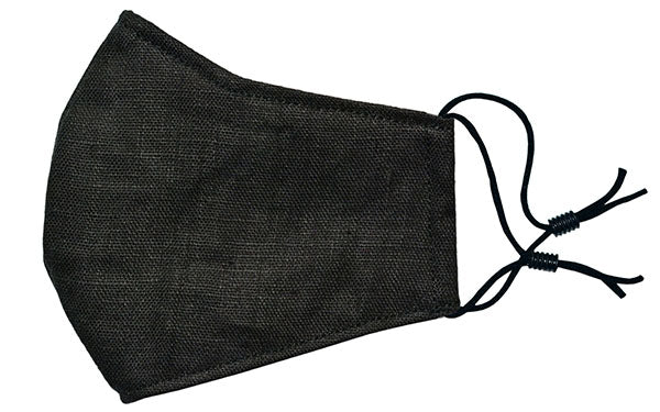 Civvy Face Mask (Cone) - Black Linen - handmade Pandemonium Millinery Seattle WA USA