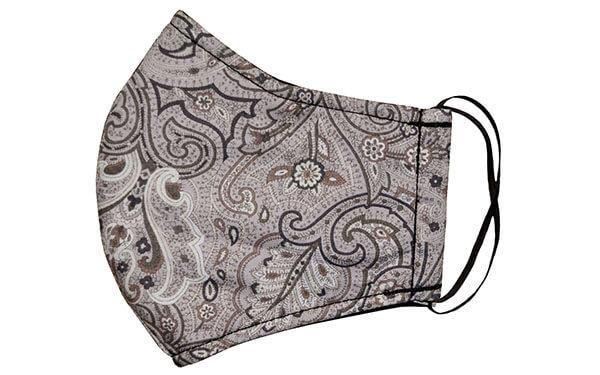 Men&#39;s Civvy Face Mask (Cone) - Paisley in Ghost - Handmade by Pandemonium Millinery Seattle, WA USA