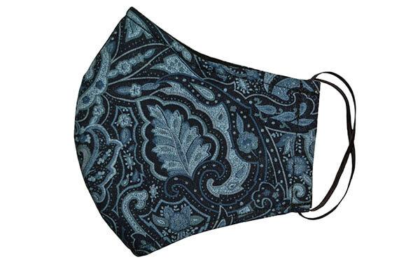 Men&#39;s Civvy Face Mask (Cone) - Paisley in Sky Spirit - Handmade by Pandemonium Millinery Seattle, WA USA