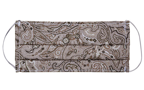 Civvy Face Mask (Pleated) - Paisley in Ghost - Handmade by Pandemonium Millinery Seattle, WA USA