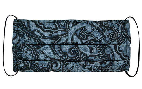 Civvy Face Mask (Pleated) - Paisley in Sky Spirit - Handmade by Pandemonium Millinery Seattle, WA USA