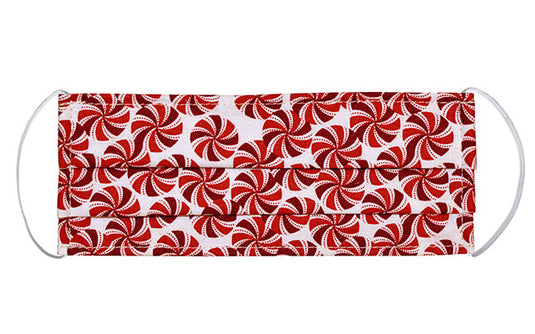 Civvy Face Mask (Pleated) - Peppermint Swirl Holiday Collection - Handmade Pandemonium Millinery Seattle WA USA