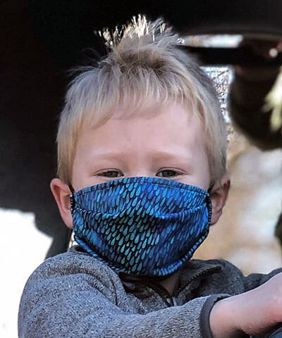 Pandemonium Millinery The Civvy Face Mask (Boy's Basic Pleated) Model Shot - Seattle Rain