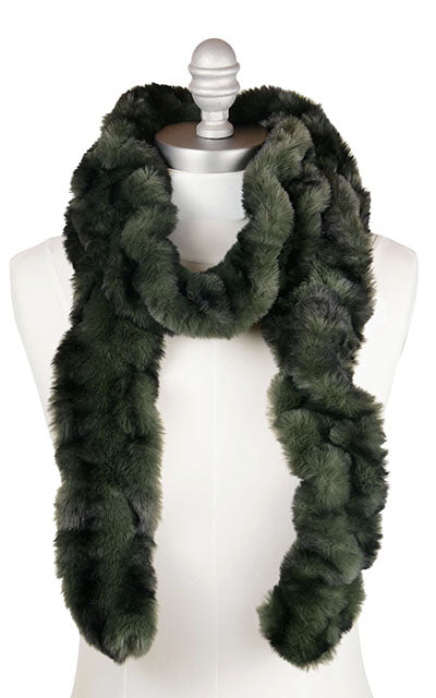 Royal Opulence Skinny Scarf in Black Pine. Handmade by Pandemonium Seattle.